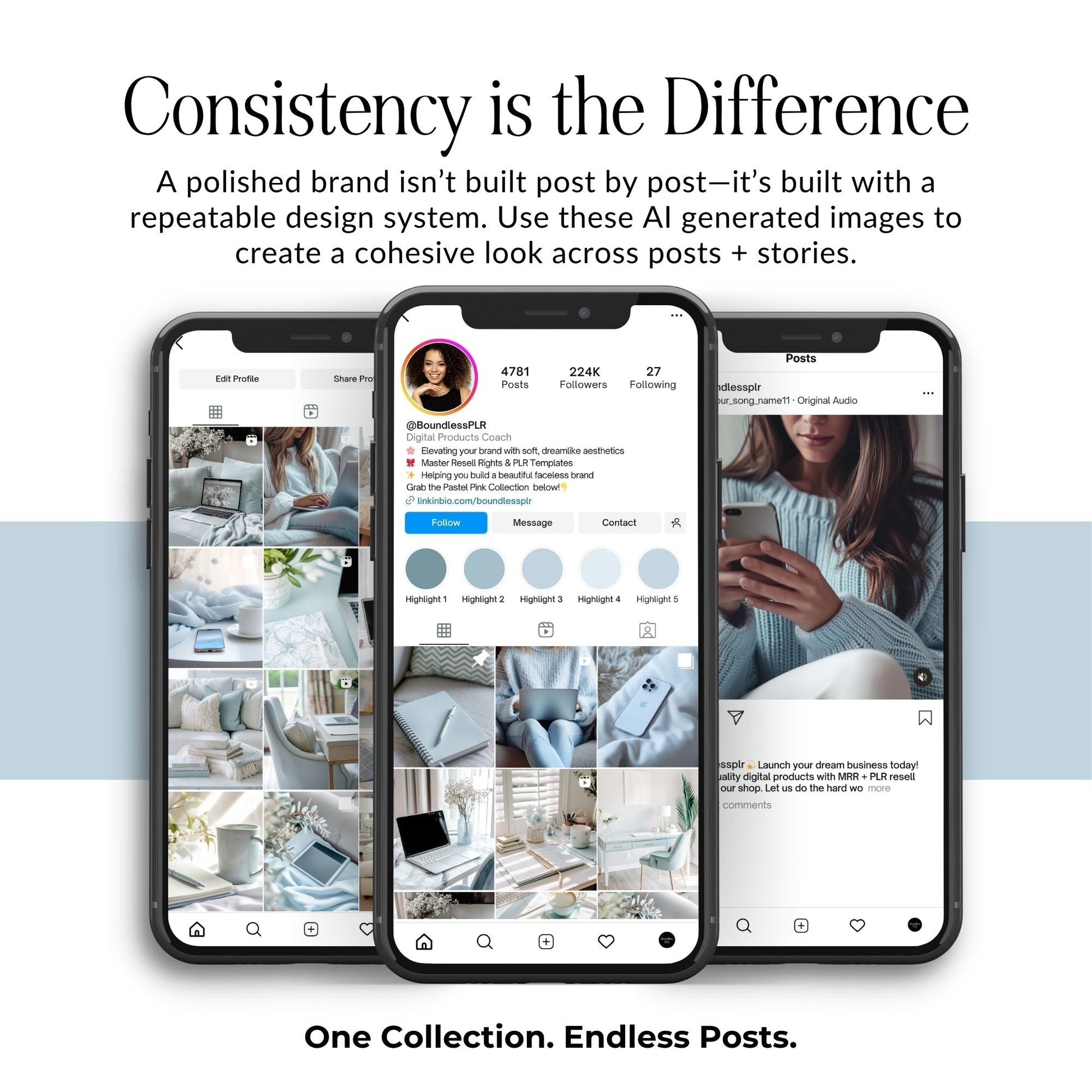 Baby Blue & Cream AI Stock Images | 35 Canva Images with MRR + PLR Boundless PLR