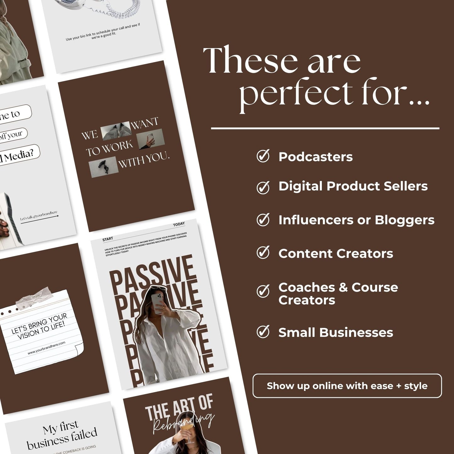 Canva Editable Instagram Templates | MRR Marketing | Vertical Brown Social Media Bundle (1080x1350 + 1080x1920) | PLR & MRR Resell Rights Boundless PLR