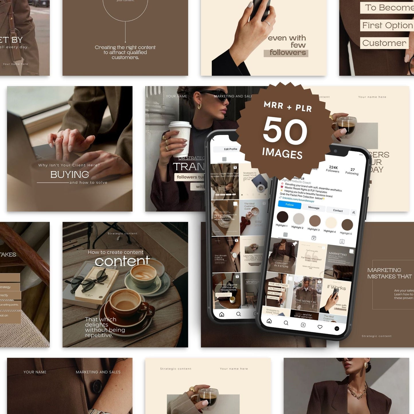 Strategic Marketing & Sales Content Pack | 40+ Instagram Templates | MRR & PLR Boundless PLR