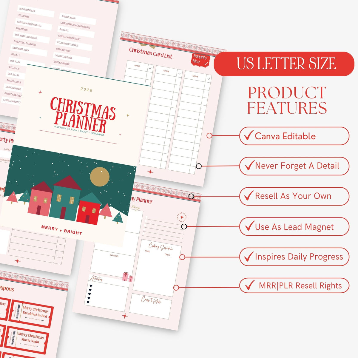 2026 Christmas Planner Canva Template with PLR + MRR Resell Rights
