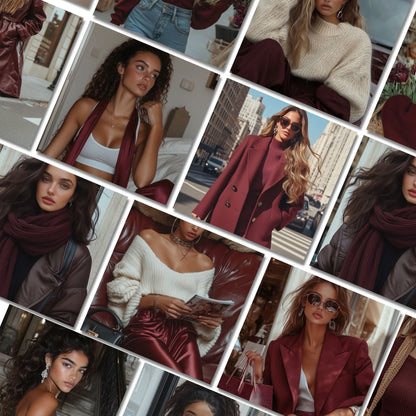 Burgundy Boss Aesthetic – 100 Burgundy AI Images (50 Square + 50 Story) | MRR + PLR Resell Rights + Bonuses Boundless PLR