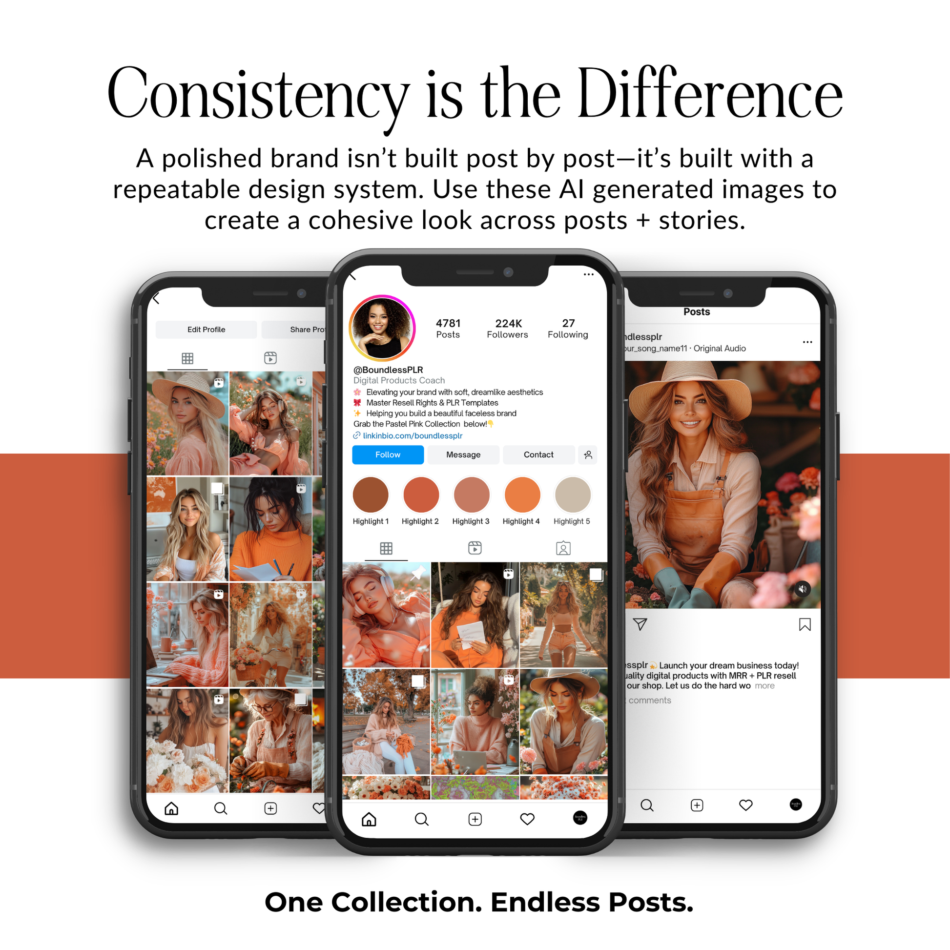 Peach Aesthetic AI Stock Images Bundle with PLR MRR Boundless PLR