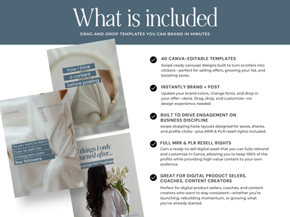 Instagram Templates Canva | PLR MRR Resell Rights | Social Media Templates | Marketing Coach | Blue White Aesthetic | 1080x1350 & 1080x1440 Boundless PLR