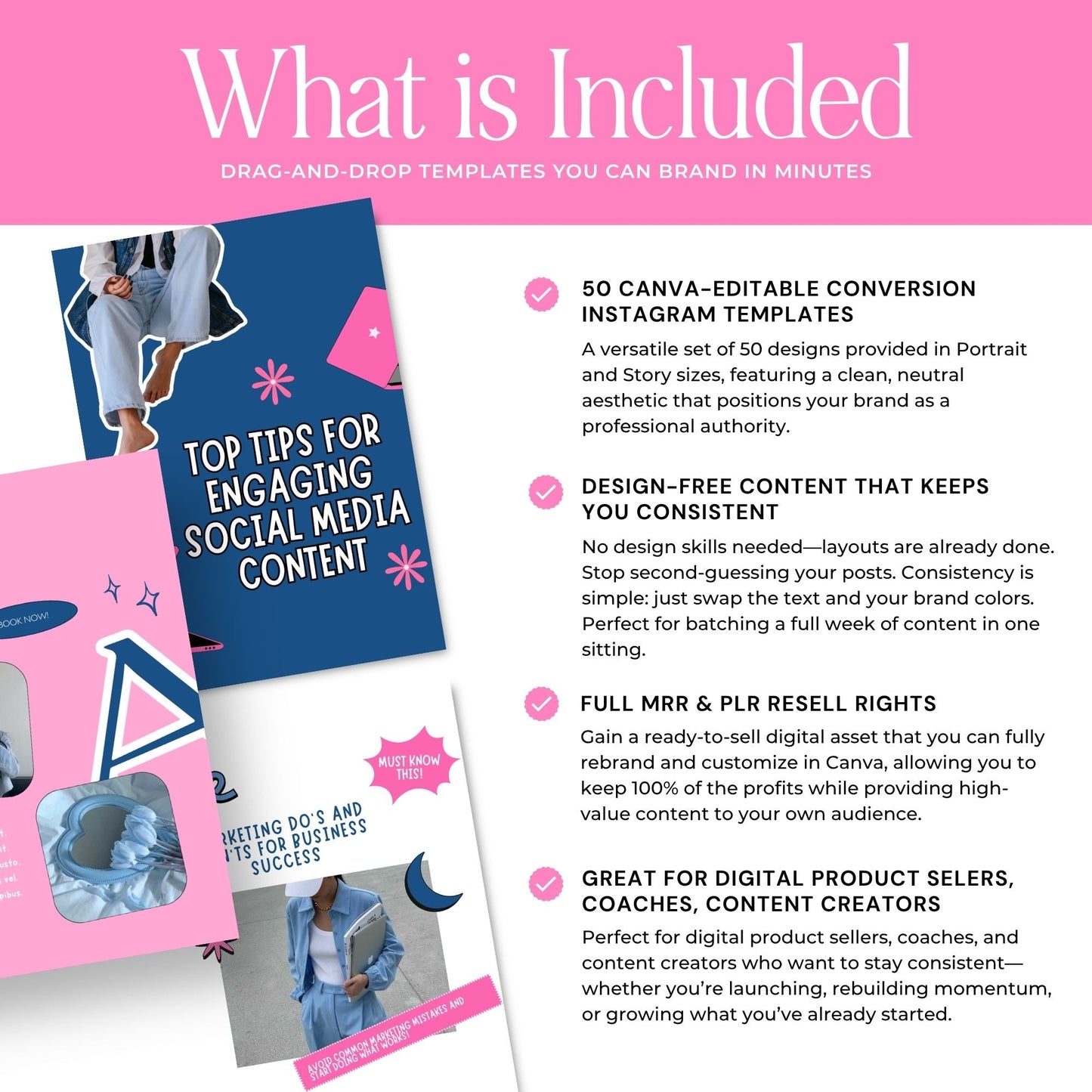PLR Instagram Templates, Digital Marketing Canva — Story + Post Bundle with MRR & PLR Rights Boundless PLR