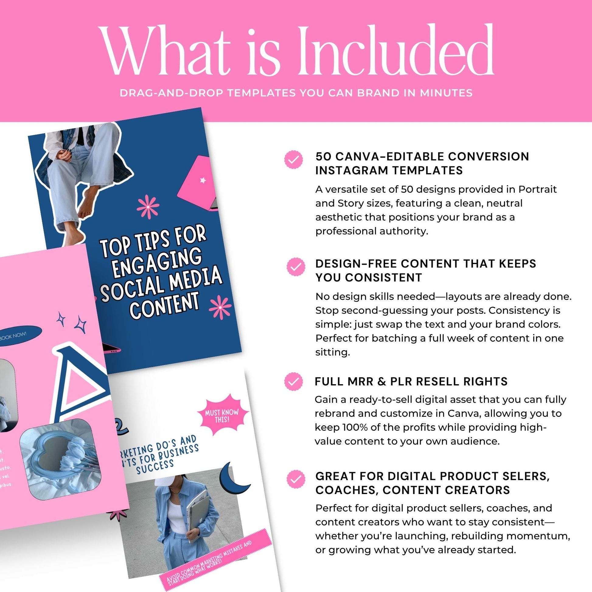 PLR Instagram Templates, Digital Marketing Canva — Story + Post Bundle with MRR & PLR Rights Boundless PLR