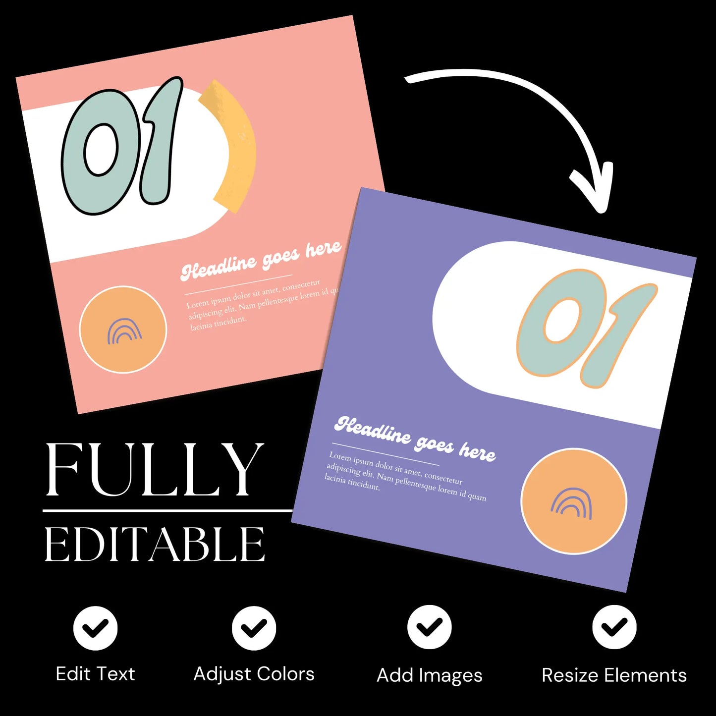 Pastel Pink Instagram Templates — 100 Canva Editable with PLR & MRR Rights Boundless PLR