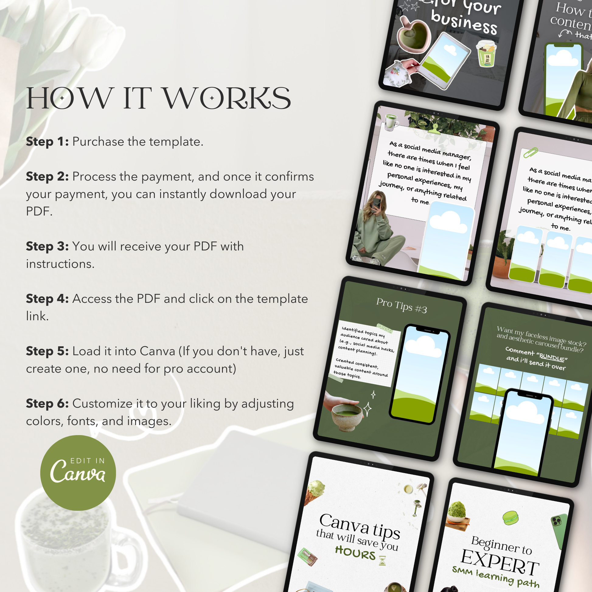 Matcha Instagram Carousel Templates for Canva + MRR & PLR Resell Rights Boundless PLR