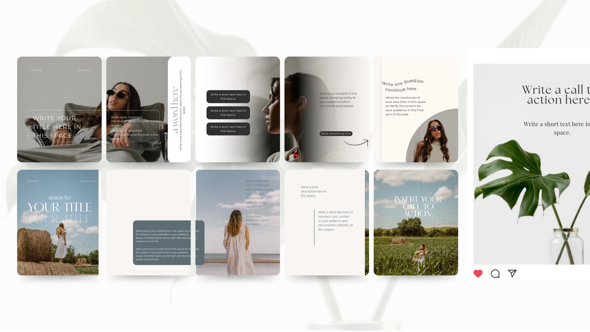PLR Canva Carousel Templates — Evergreen Carousel Bundle | 7 Editable Social Media Templates with MRR Resell Rights Boundless PLR
