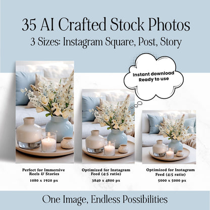 Baby Blue & Cream AI Stock Images | 35 Canva Images with MRR + PLR Boundless PLR
