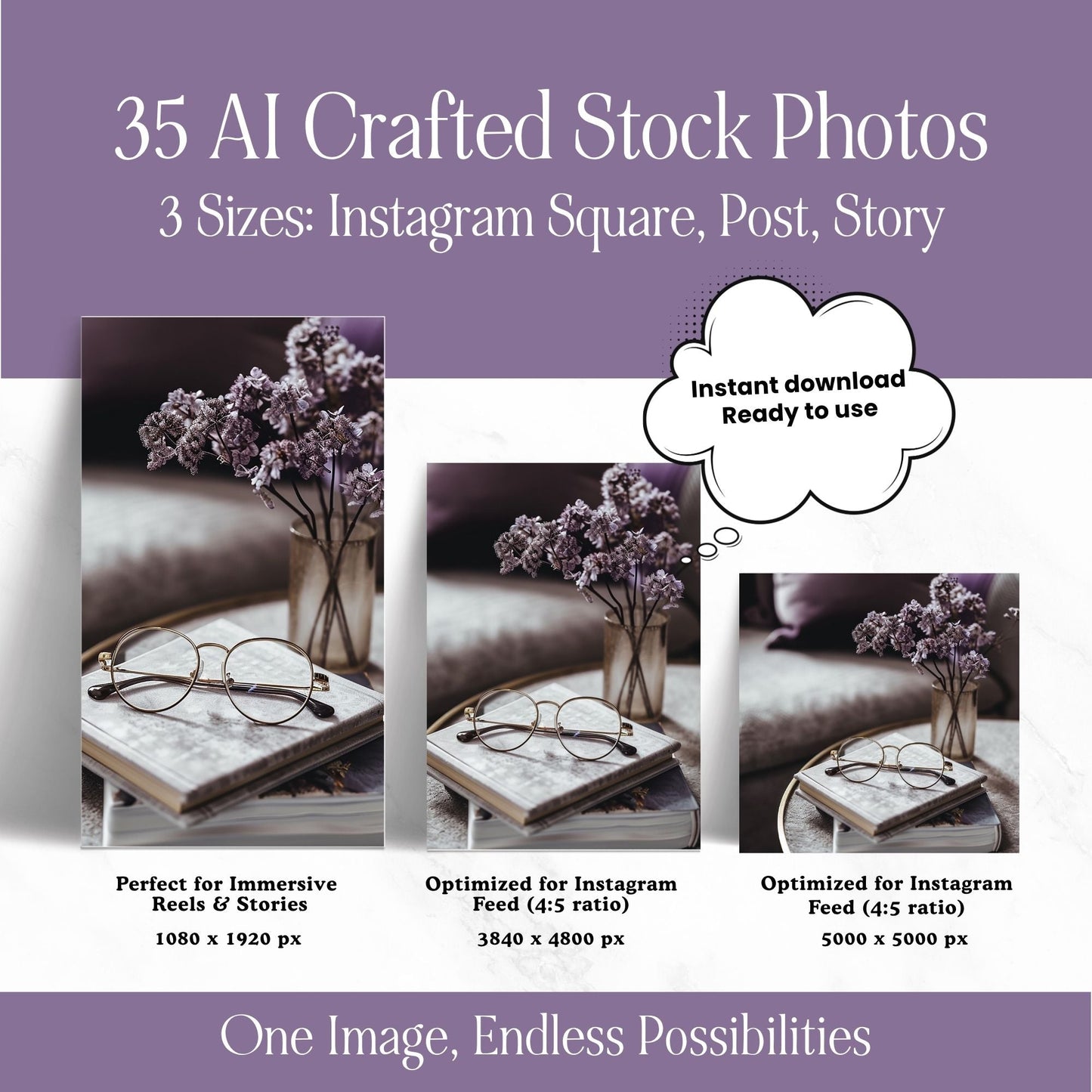 Lavender Fields AI Stock Images | 35 Feminine Aesthetic Lifestyle Photos | MRR PLR Boundless PLR