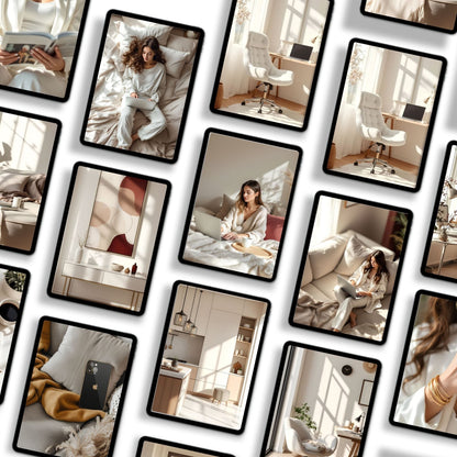 Luxury Feminine Branding Stock Photos | 100+ Neutral Aesthetic Images for Canva | MRR & PLR Faceless Marketing Content Bank Boundless PLR