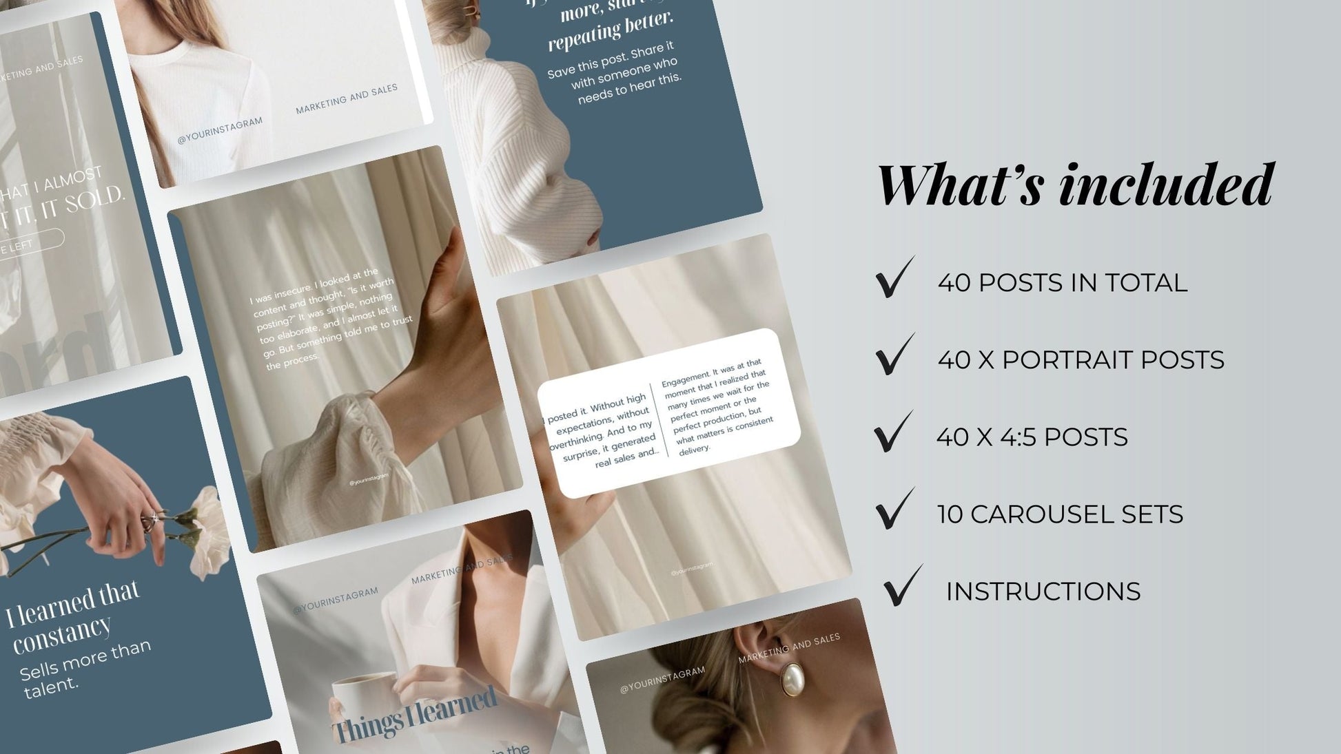 Seamless Instagram Carousel Templates (10) — Canva Editable + PLR/MRR Rights Boundless PLR