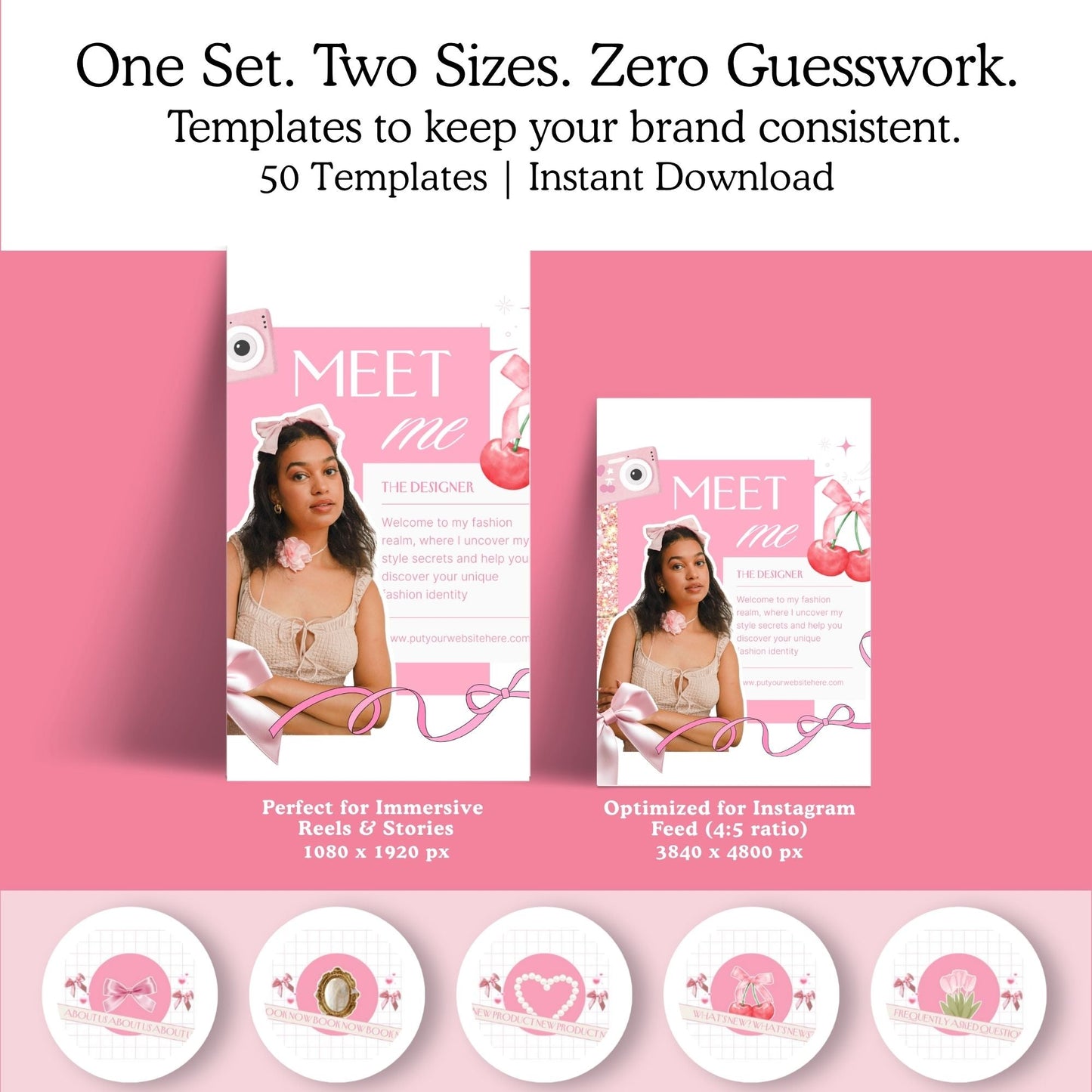 Pink Coquette Aesthetic Instagram Templates, Canva Editable Small Social Media Bundle for Small Business, MRR PLR Digital Product Boundless PLR