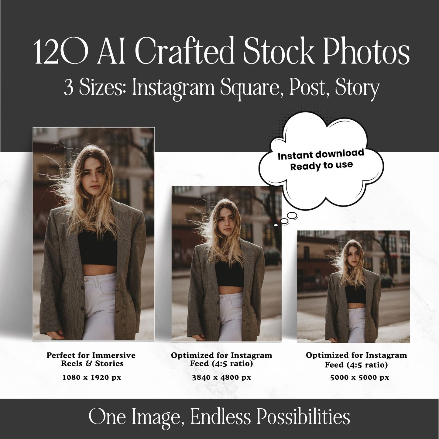 120 AI Stock Photos | Boss In A Blazer PLR MRR | Dark Aesthetic Branding Images | Female Entrepreneur Boundless PLR