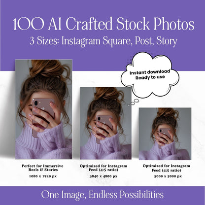 Purple Stock Images | AI Stock Photos | Aesthetic Images for Social Media | Square, Portrait, & Story Sizes | MRR & PLR Resell Rights Boundless PLR