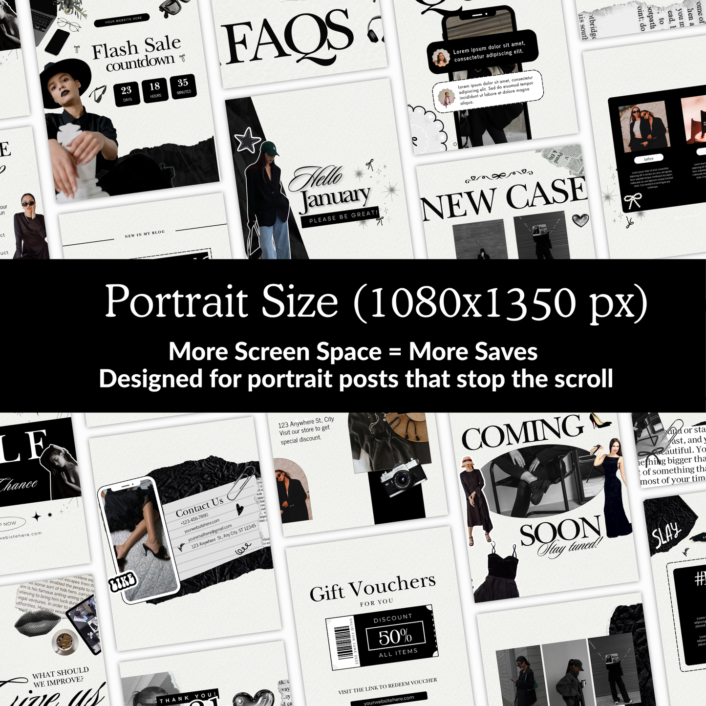 Canva-Editable Coquette Instagram Templates | 50 Square + 50 Portrait + 50 Story | MRR + PLR Boundless PLR