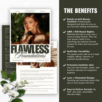 Flawless Foundations – Canva Editable Skincare eBook with PLR & MRR Resell Rights Boundless PLR