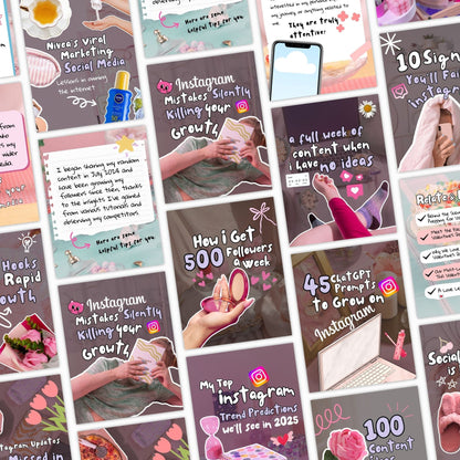 Instagram Carousel Cover Templates Bundle – 60 Canva Hook Slides | MRR + PLR (4:5) Boundless PLR