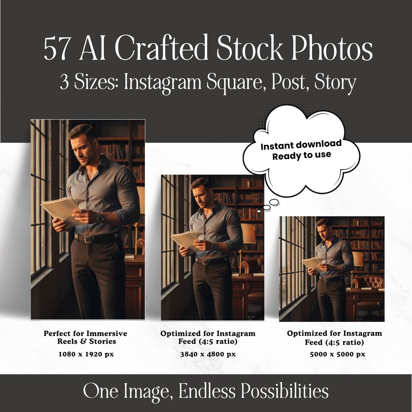 57 Men's Executive Home Office AI Images | Masculine Stock Photos, Work From Home, MRR PLR Resell Rights