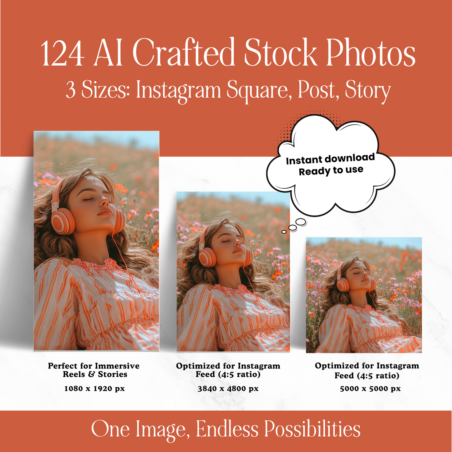 Peach Aesthetic AI Stock Images Bundle with PLR MRR Boundless PLR