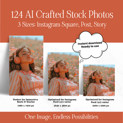 Peach Aesthetic AI Stock Images Bundle with PLR MRR Boundless PLR