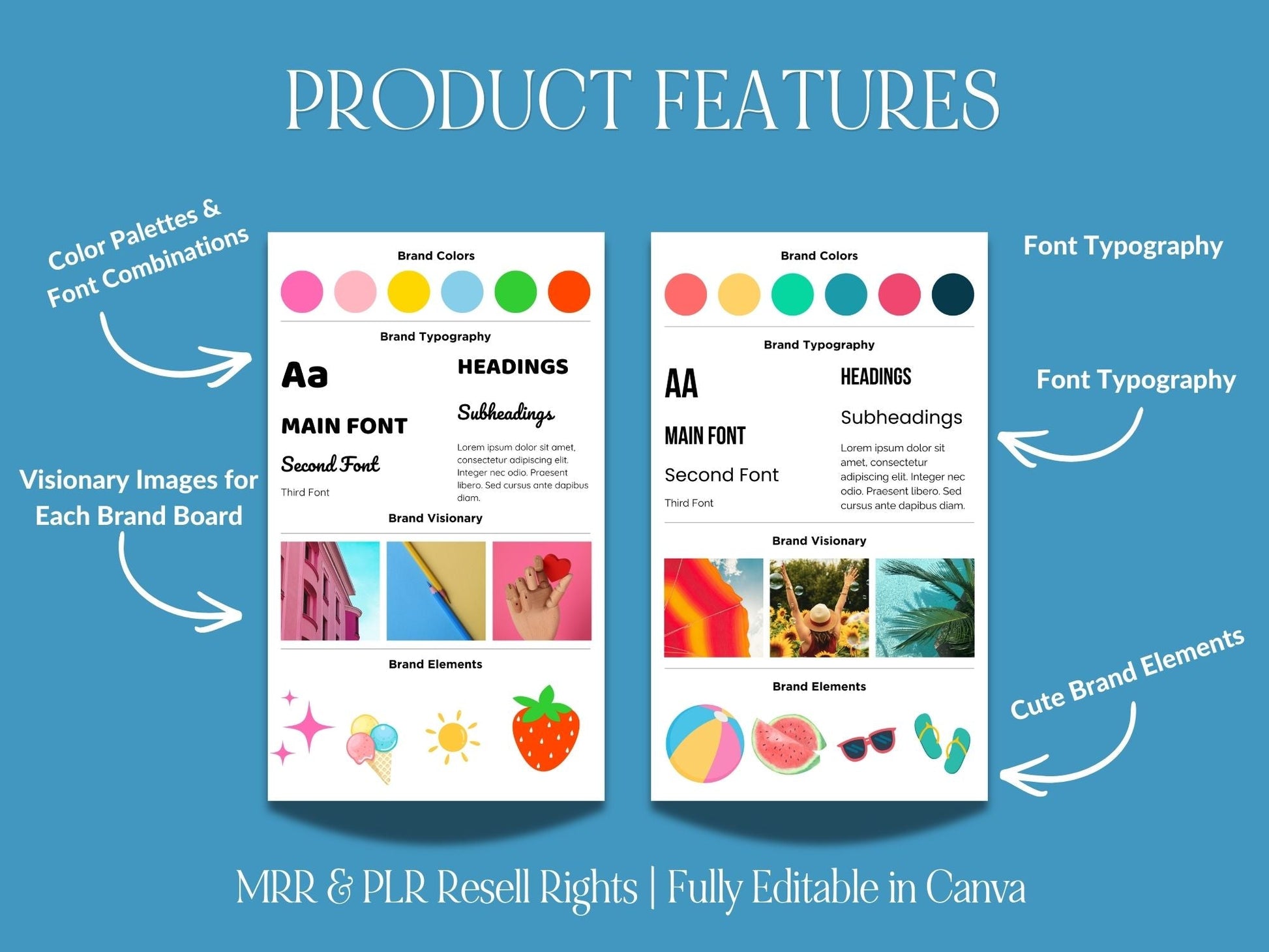 100 Canva Brand Board Templates for Marketing | PLR & MRR Resell Rights | Pinterest Mood Board Boundless PLR