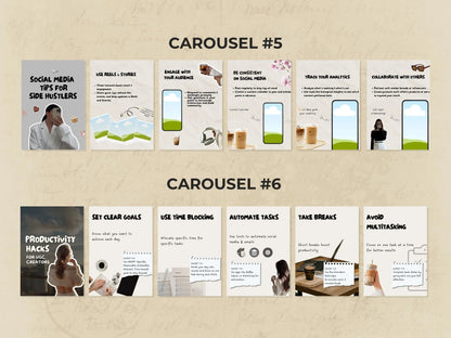 10 Aesthetic Instagram Carousel Templates (Set #2) – Canva Editable with MRR & PLR + Bonus Stickers Boundless PLR