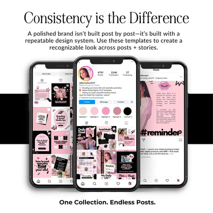 Instagram Templates Canva | Social Media Templates | Black Pink | MRR PLR Digital Products Boundless PLR
