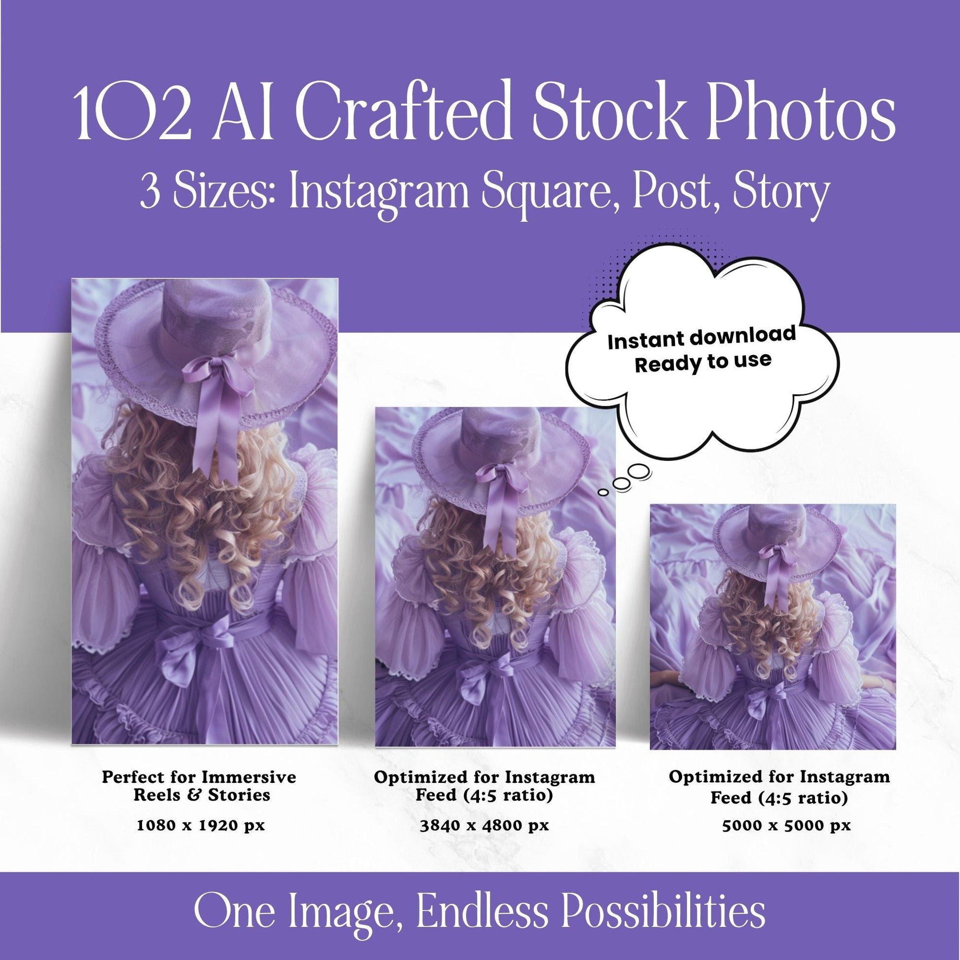 Purple Parisian AI Stock Images | 102 Lavender Aesthetic Canva Images with MRR + PLR Boundless PLR