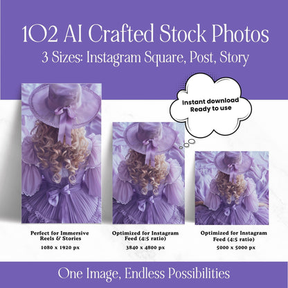 Purple Parisian AI Stock Images | 102 Lavender Aesthetic Canva Images with MRR + PLR Boundless PLR