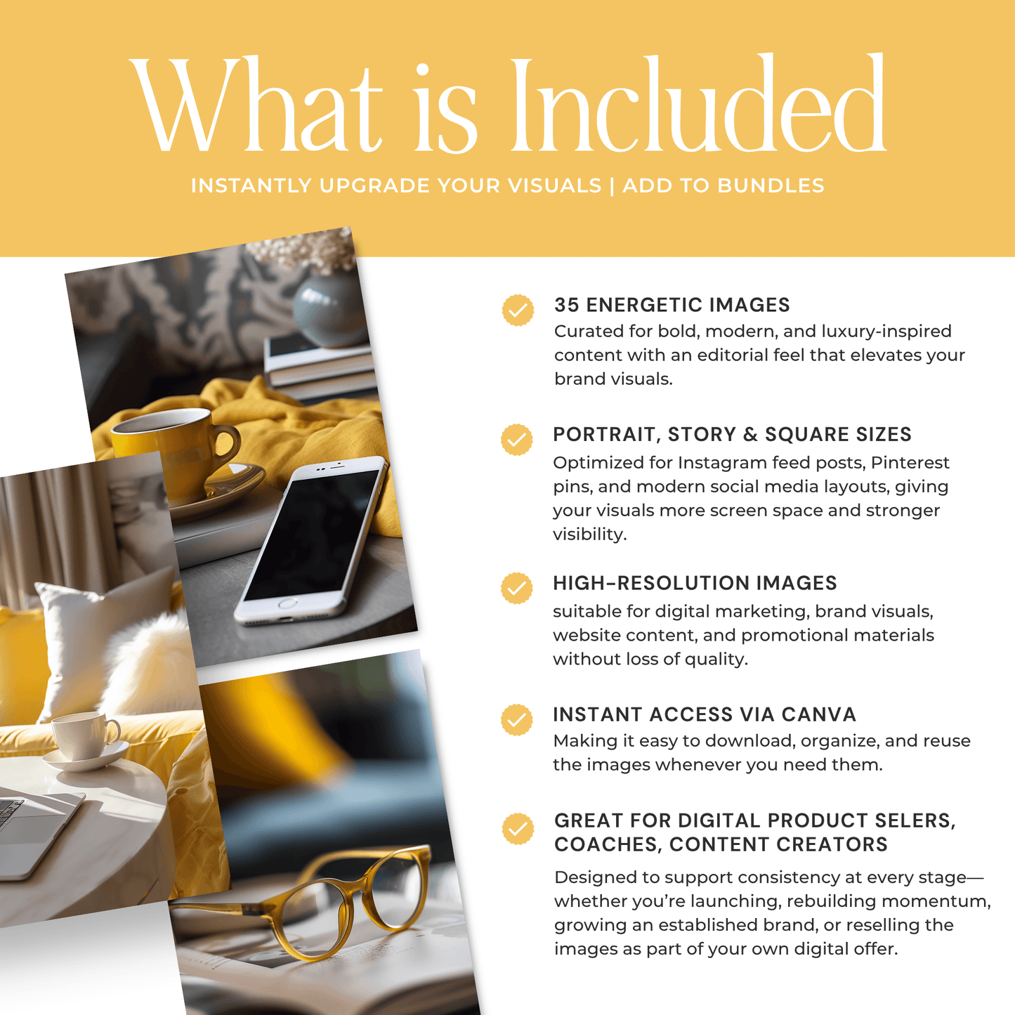 35 Luxury Bold Yellow AI Stock Photos | PLR & MRR Resell Rights