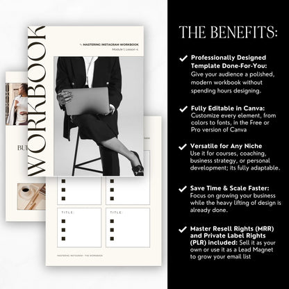 Course Workbook Template | Life Coach Canva Templates | Editable eBook | PLR + MRR Rights Boundless PLR