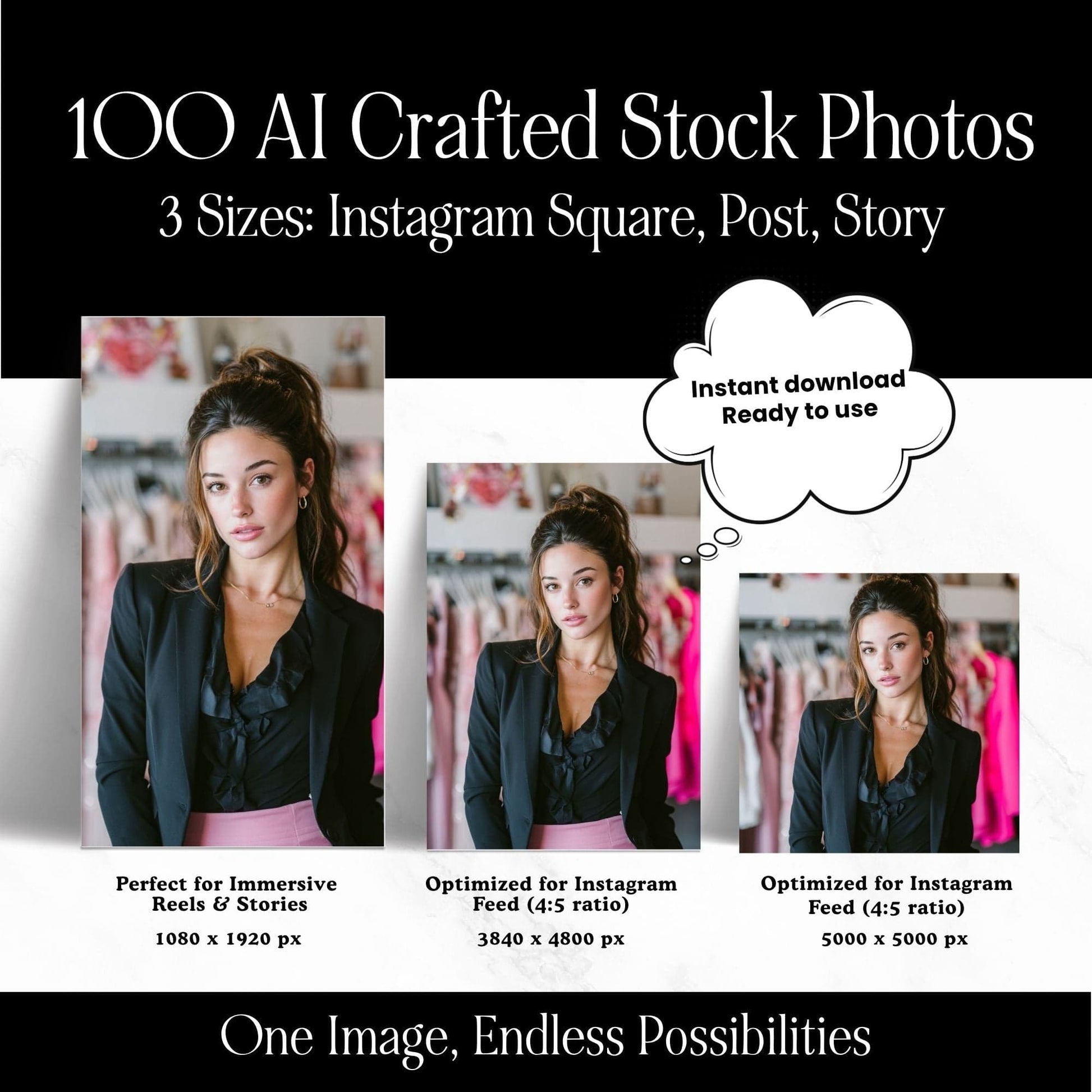 AI Stock Photos | Boss Aesthetic Images in 3 Sizes | MRR & PLR Resell Rights Boundless PLR