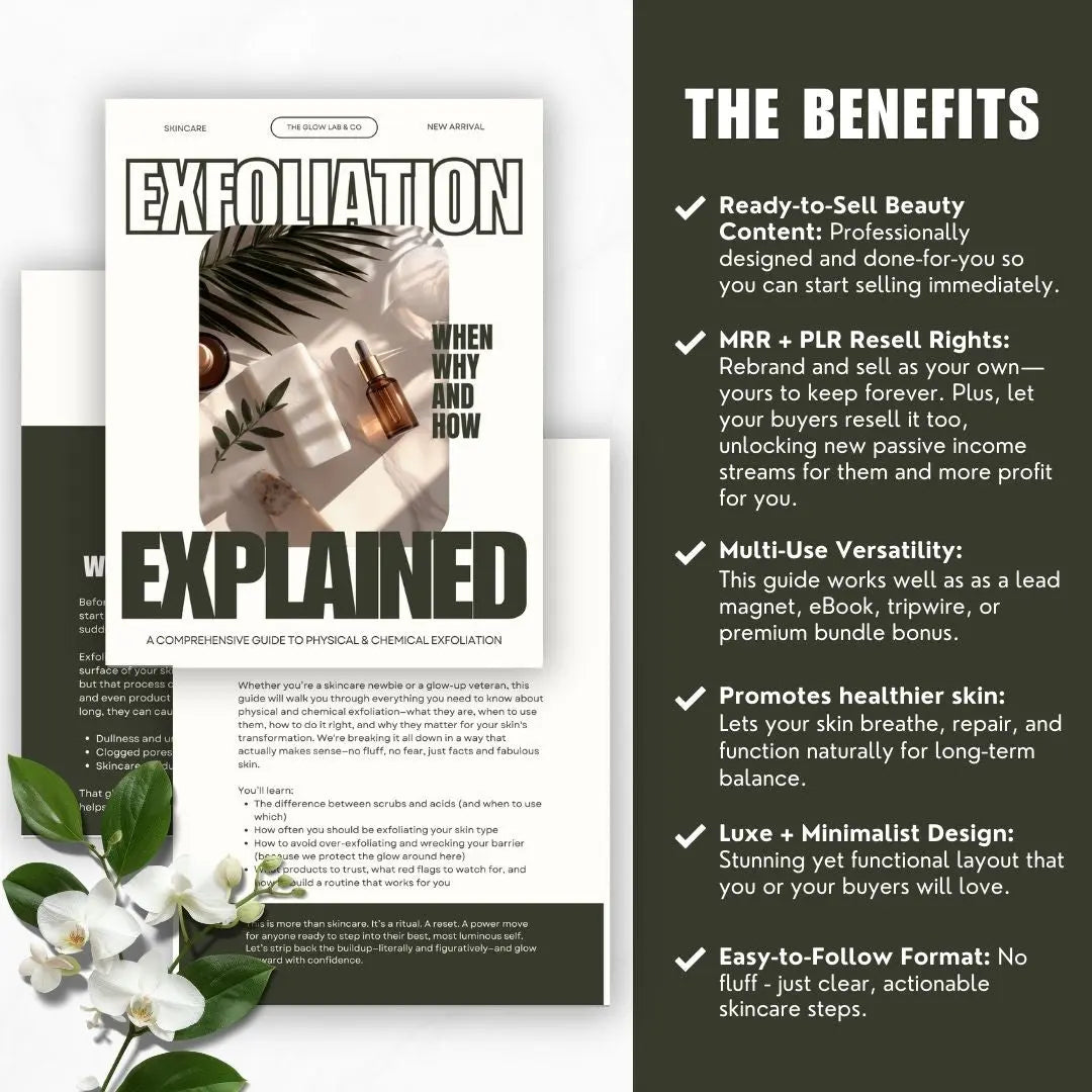 Exfoliation Explained – Canva Editable Skincare eBook with PLR & MRR Resell Rights Boundless PLR