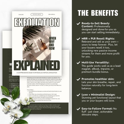 Exfoliation Explained – Canva Editable Skincare eBook with PLR & MRR Resell Rights Boundless PLR