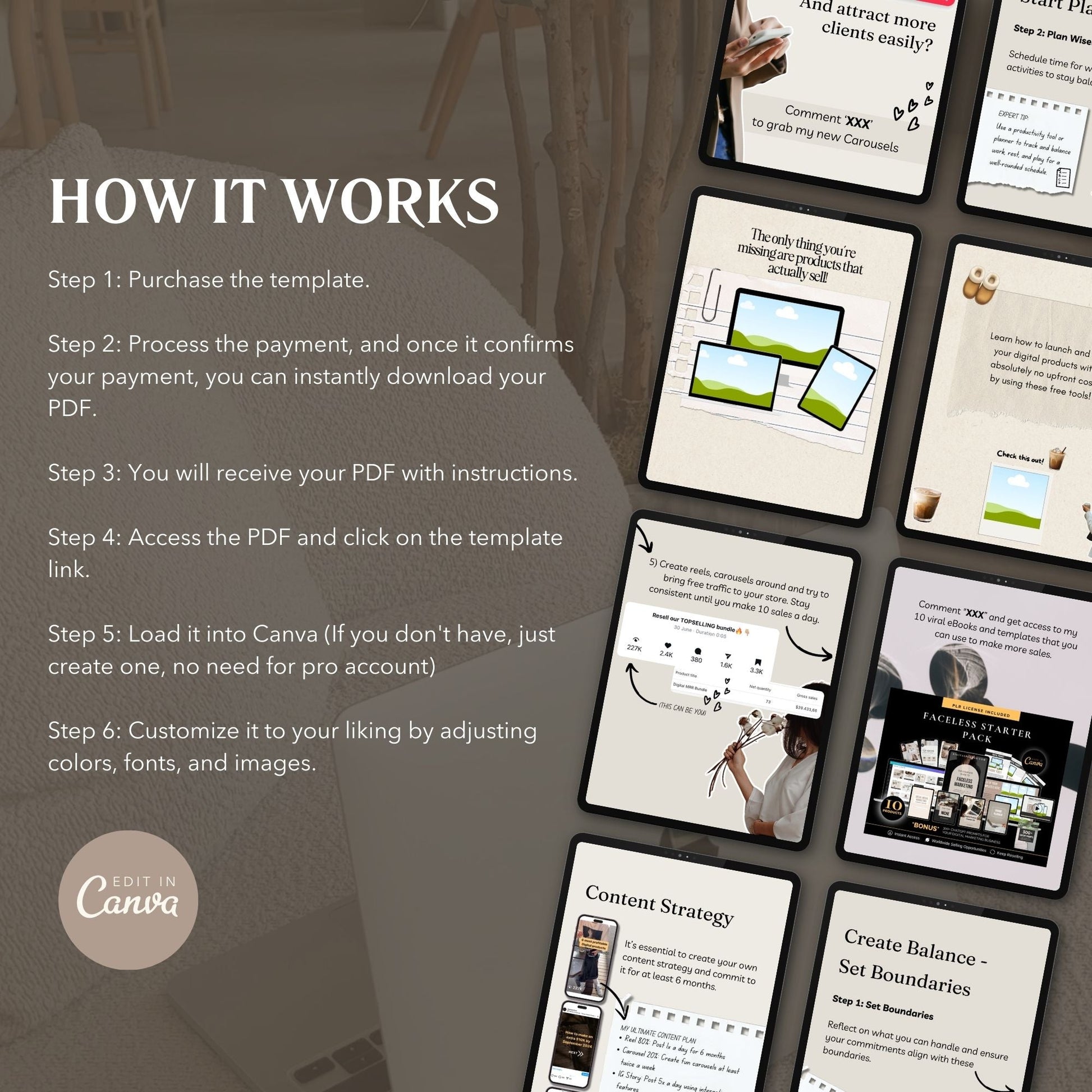 Instagram Scrapbook Carousel Templates (90 Canva Editable) + 400+ Carousel Stickers Bonus | PLR + MRR Rights Boundless PLR