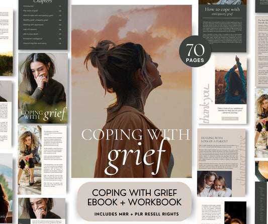 Coping with Grief eBook & Workbook | Editable MRR PLR Digital Product - Self Improvement & Mindset - Boundless PLR