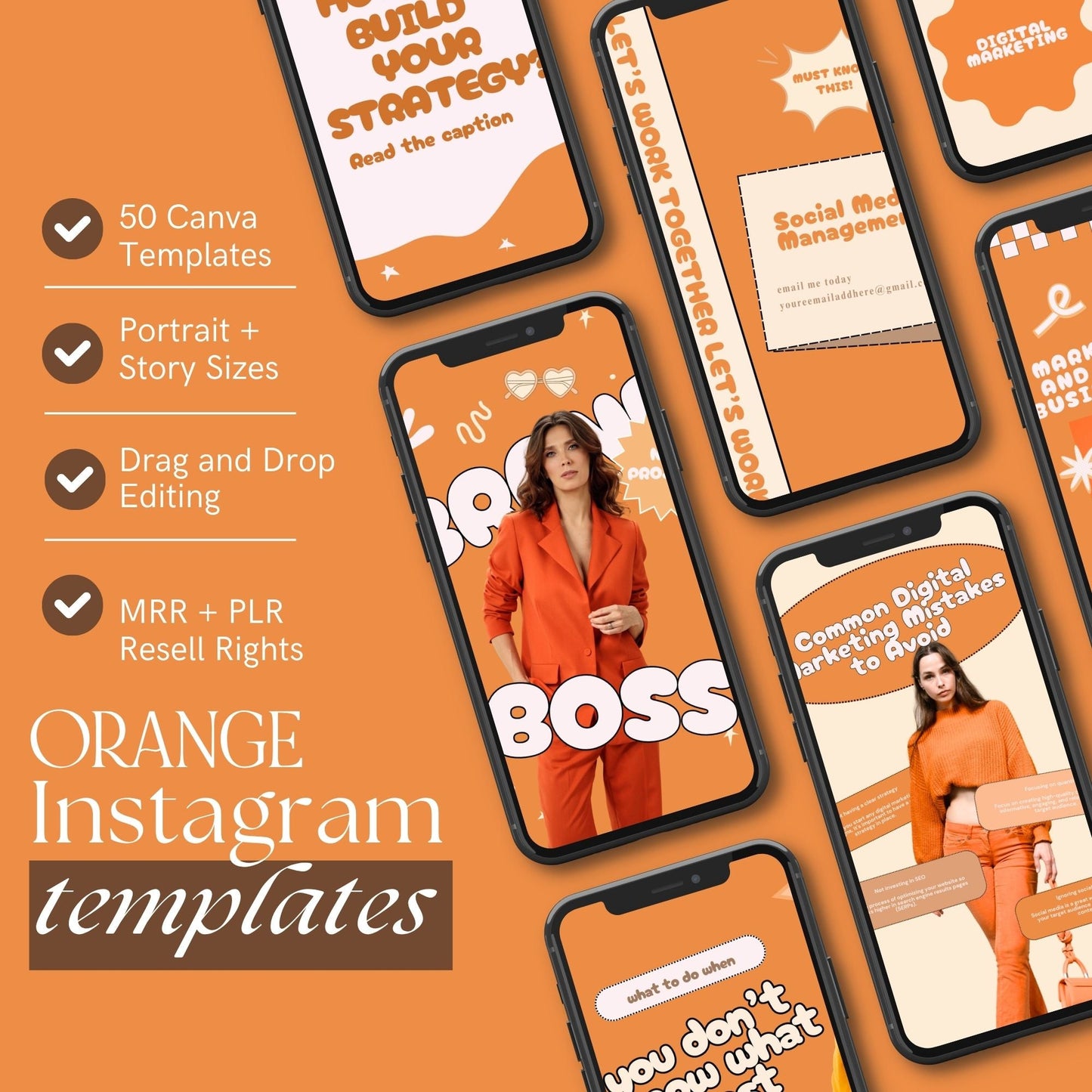 50 Animated Instagram Templates with MRR PLR Resell Rights | Canva Stories + Portrait + Bonuses Boundless PLR