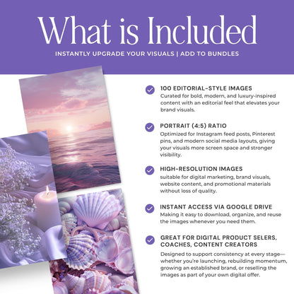 Purple Stock Images | AI Stock Photos | Aesthetic Images for Social Media | Square, Portrait, & Story Sizes | MRR & PLR Resell Rights Boundless PLR