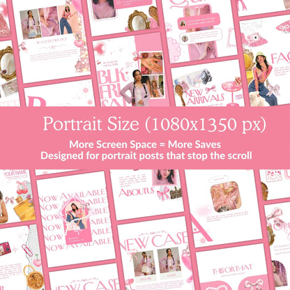 Pink Coquette Aesthetic Instagram Templates, Canva Editable Small Social Media Bundle for Small Business, MRR PLR Digital Product Boundless PLR
