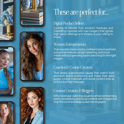 Blue Aesthetic Stock Photos Bundle | 3 Sizes (Square, Portrait, Story) | PLR + MRR