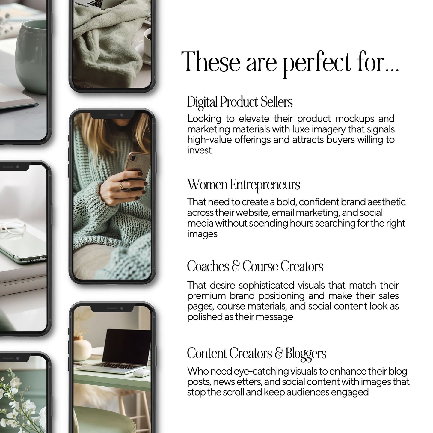 Sage Green Photo Pack (35 Canva Images) + MRR/PLR Resell Rights | 3 Sizes Boundless PLR