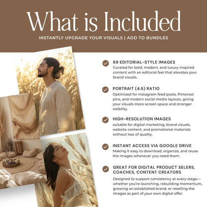 Holistic AI Stock Images Bundle for Instagram | 68 Neutral Wellness Images | PLR + MRR Resell Rights Boundless PLR