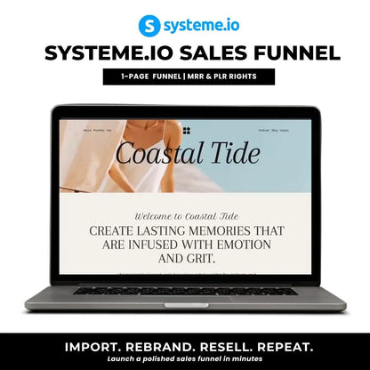 French Bloom Systeme.io Funnel – 1-Page Sales Funnel with MRR & PLR + Canva Mockups Boundless PLR