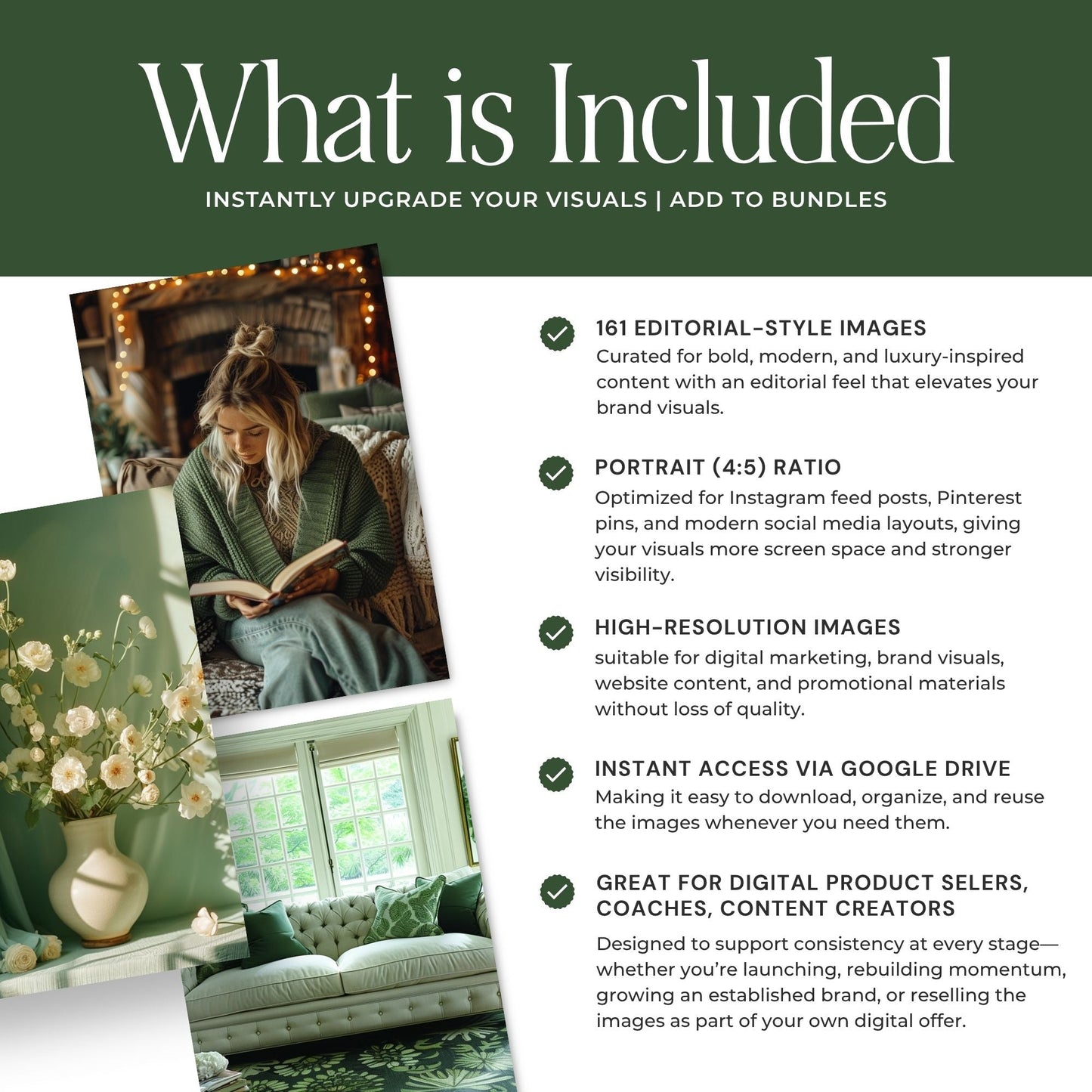 Green Dreams AI Stock Images | 161 Sage Green Canva Images with MRR + PLR Boundless PLR