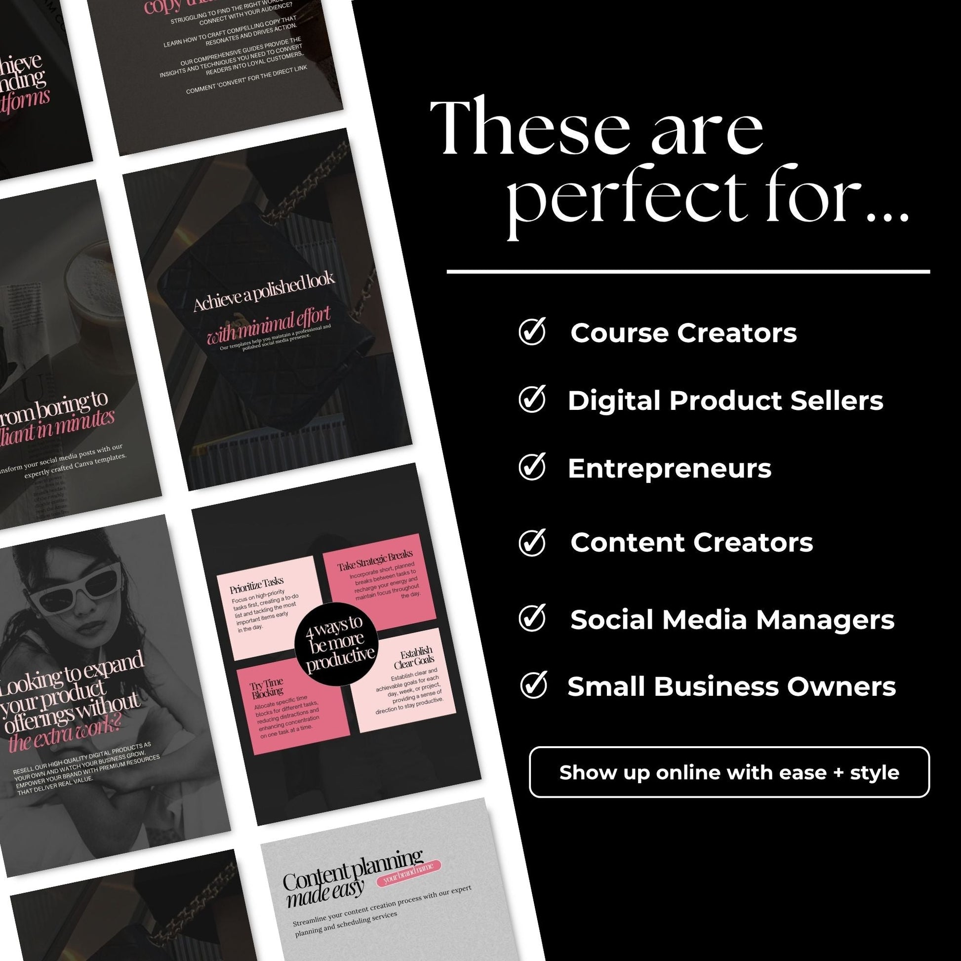 Instagram Boss Babe Social Media Manager, Canva Templates (MRR + PLR) Boundless PLR