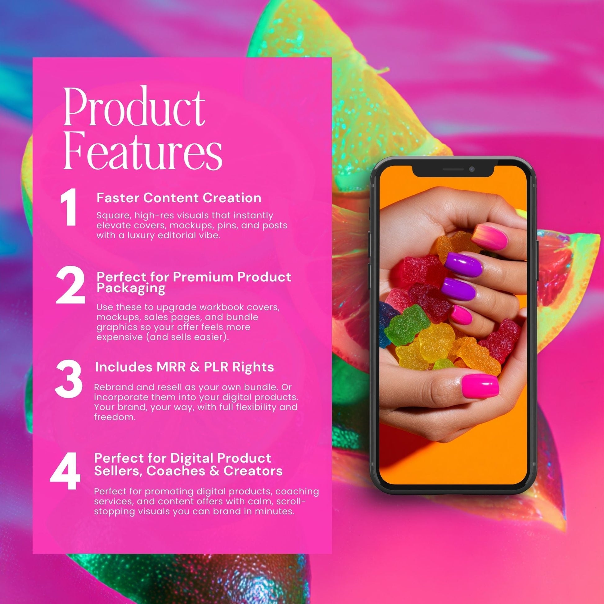 Neon Stock Photos | Editorial Branding Image Bundle (105) | MRR + PLR Boundless PLR