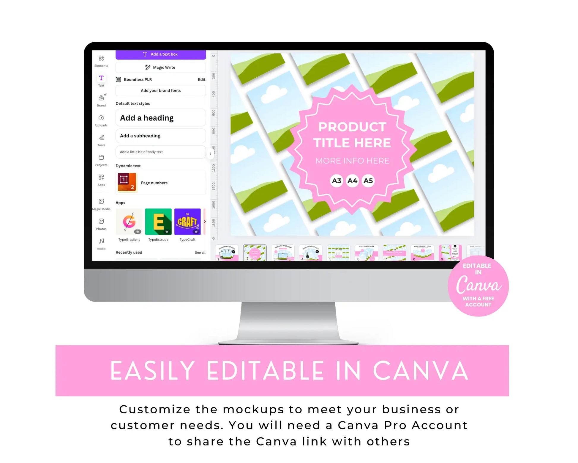 100 Canva Mockup Templates for Printables, Books, Journals, Planners & Digital Products | Editable Etsy Listing Thumbnail Image | MRR & PLR Boundless PLR