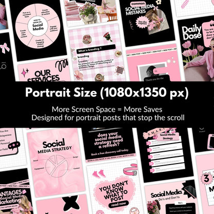 Instagram Templates Canva | Social Media Templates | Black Pink | MRR PLR Digital Products Boundless PLR