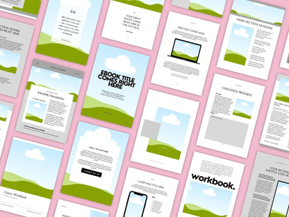 Canva eBook Template, Pink Editable Guide Workbook Template | MRR + PLR Resell Rights | US Letter and A4 Sizes | 4 Bonus Products Boundless PLR